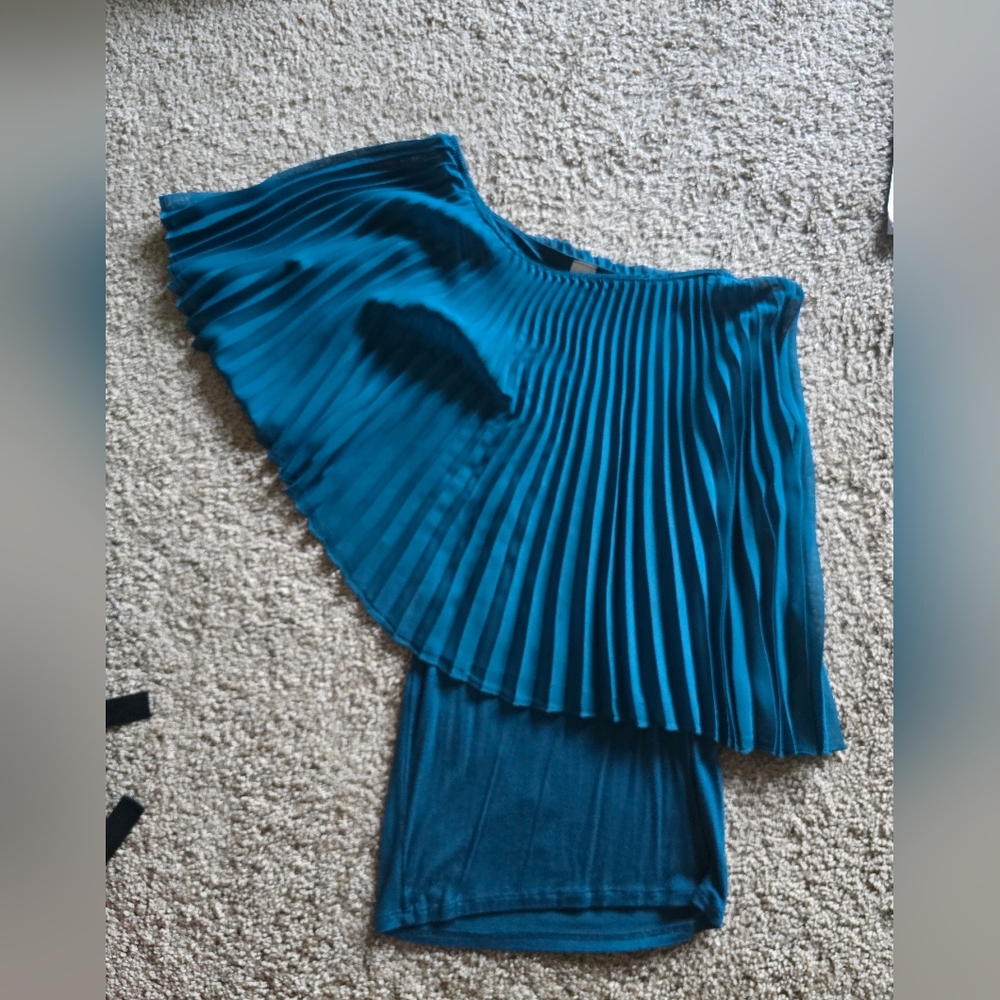 Misope Turquoise Pleated Mini Dress